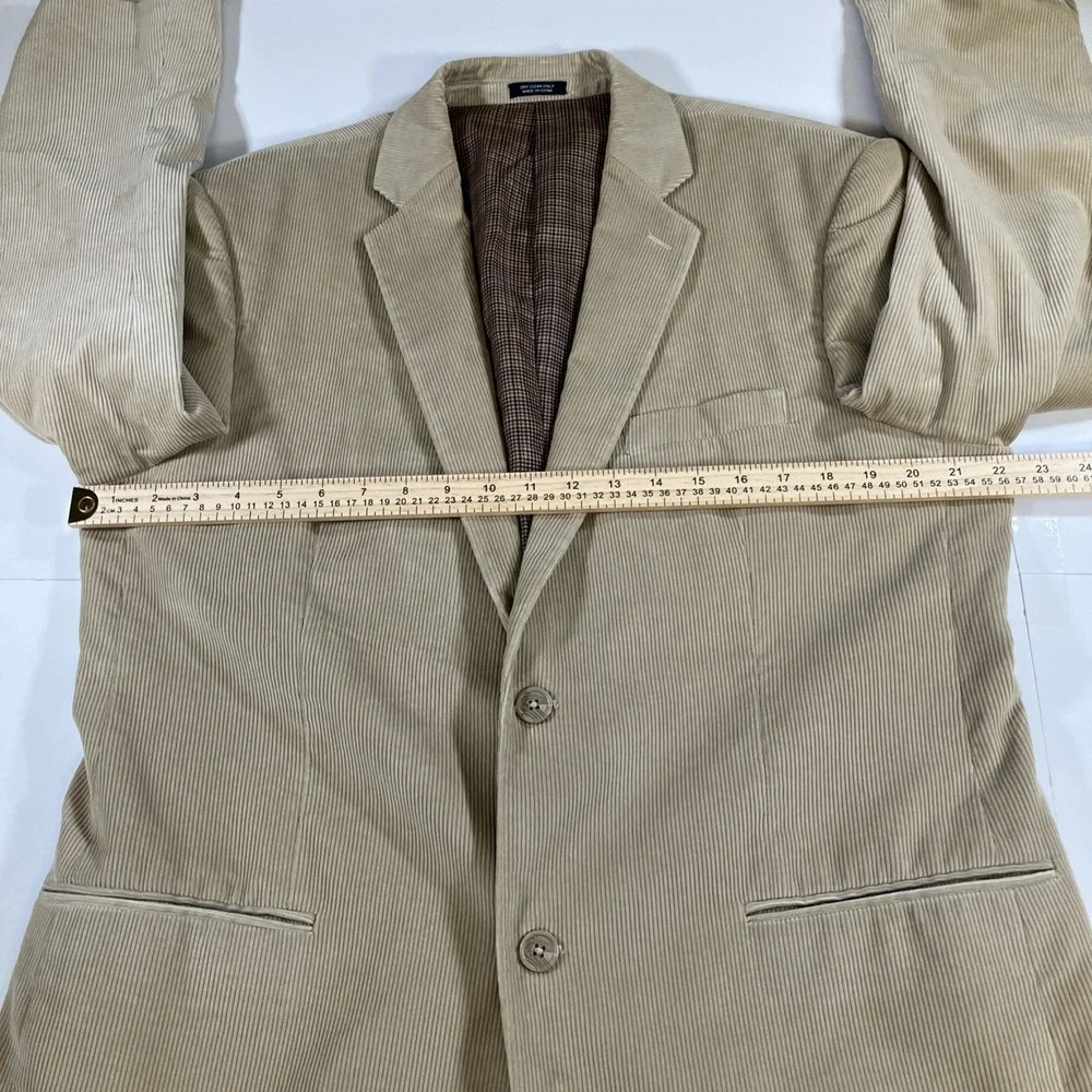 Saddlebred Mens 42L Beige Corduroy Blazer Sport Coat Cotton Jacket Long